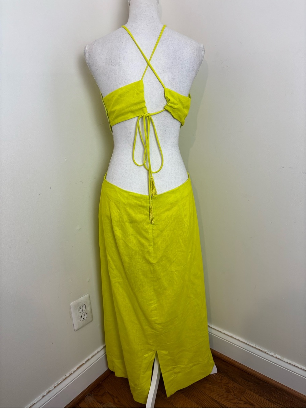 Farm Rio Lime Green Monstera Midi Dress Size Large NWT - Picture 5 of 14